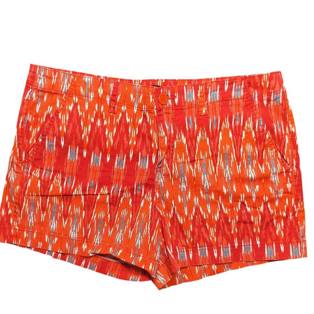 Calvin Klein Womens Orange Red Ikat Tribal Print Stretch Shorts Size 12